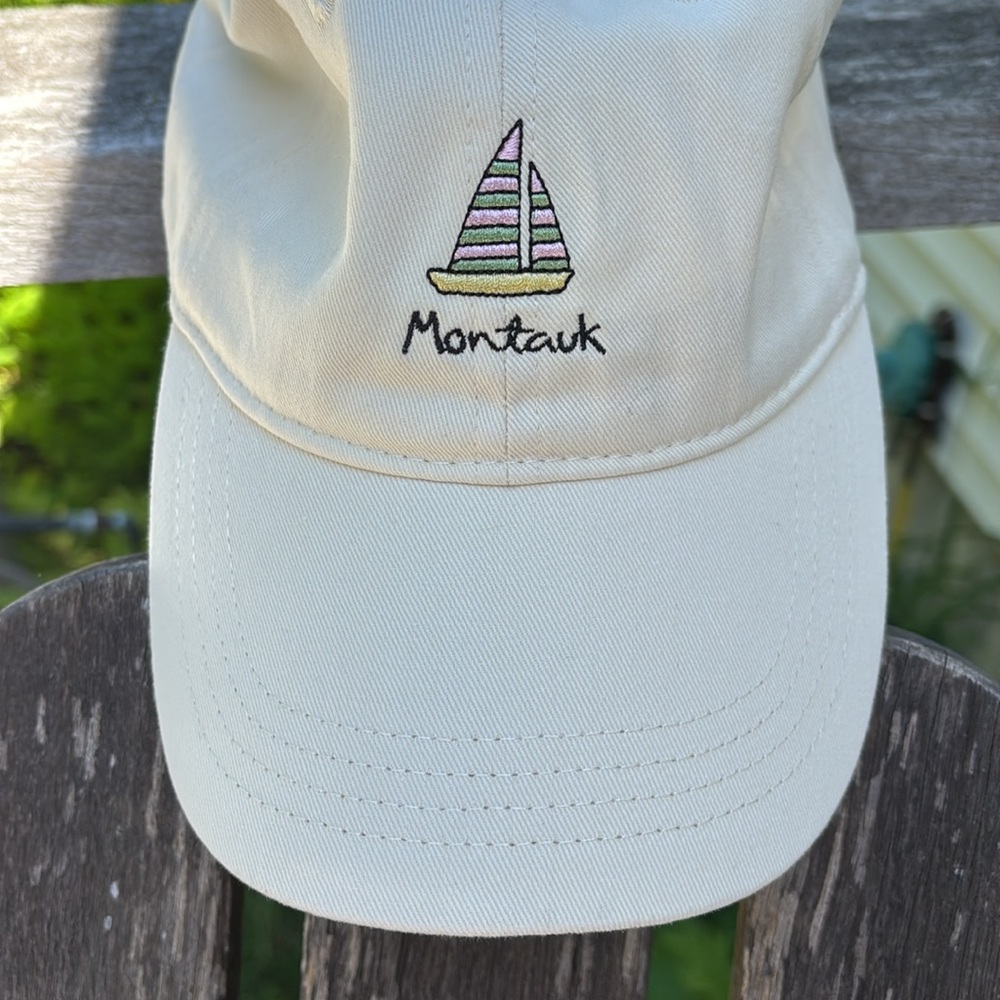 Frasier Sterling Cream Montauk Sailboat Embroidered adjustable baseball hat